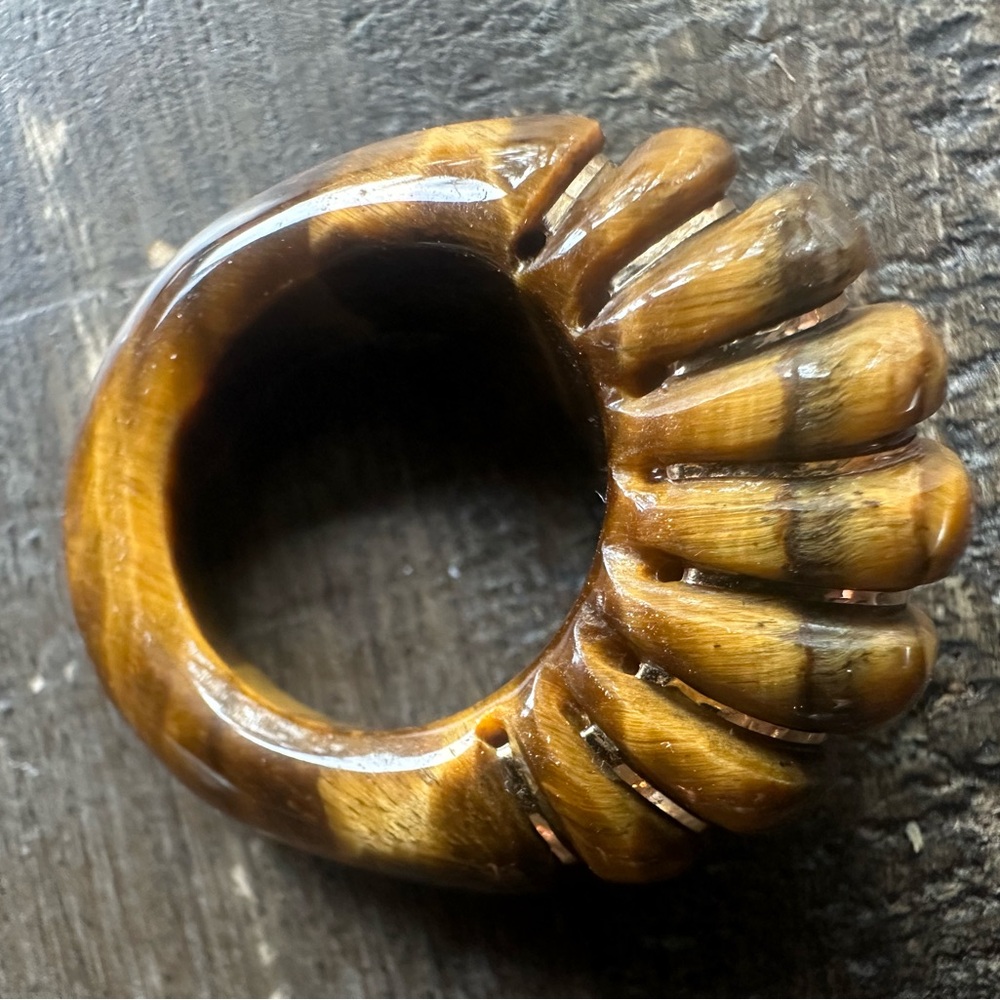Vintage 10k Chunky Tiger Eye Ring